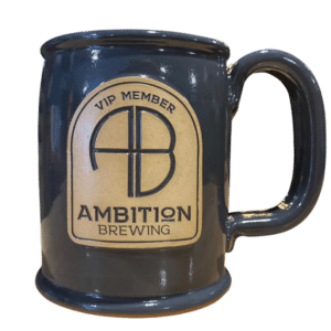 Ceramic mug for Ambition Brewing mug club members.