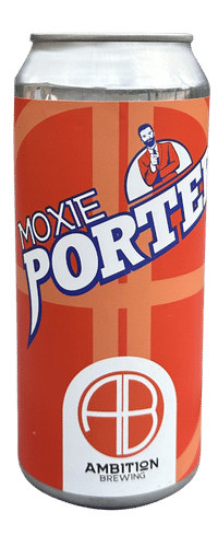 oxie Porter can, label is dark orange with AB in the back and a line art bearded man pointing outward