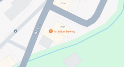 map featuring Ambition Brewing's location